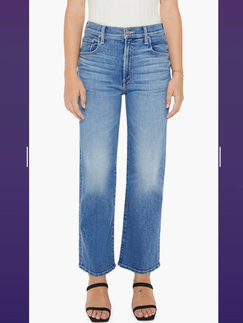 mother lil zip rambler flood straight leg jeans - Picture 1 of 4